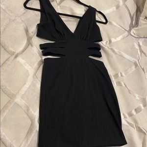 Cut out black mink dress